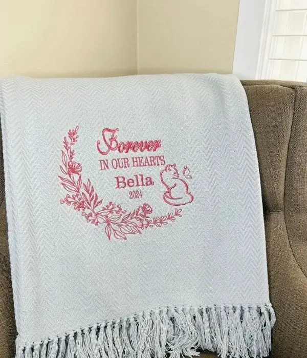 Memorial Blankets for Cat 3 Embroidered Minimalist Blankets