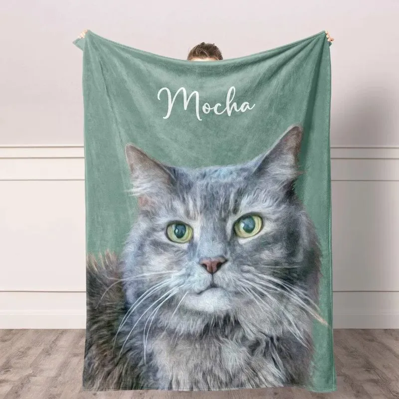Memorial Blankets for Cat 1 Sleeping Photo Throws
