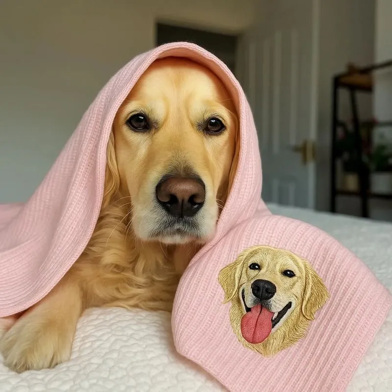 Embroidered & Keepsake Throws for Pets 1 Full Color Portrait Embroidered Blanket