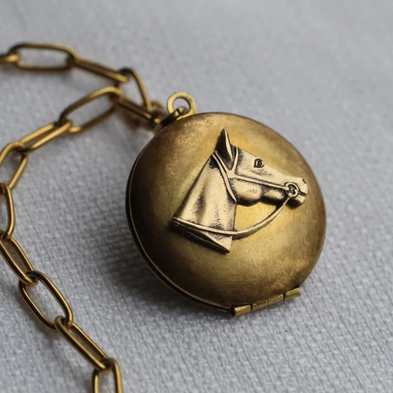 Pet Memorial Guides by Pet Type 11 Antique Locket with Horse Relief