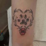 Dog Memorial Tattoo With Flowers 7