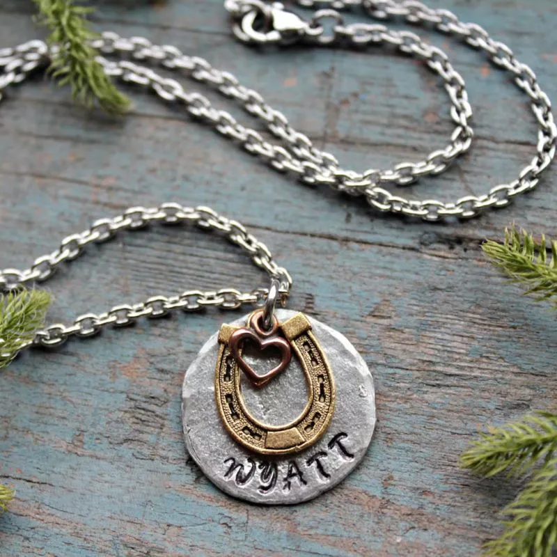 Horse Memorial Necklace 3 Engraved Name or Date Charms Horse Memorial Necklaces