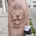 Fine Line Dog Memorial Tattoo 7