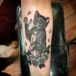 Neotraditional Cat Memorial Tattoo