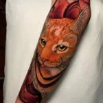 Neotraditional Cat Memorial Tattoo