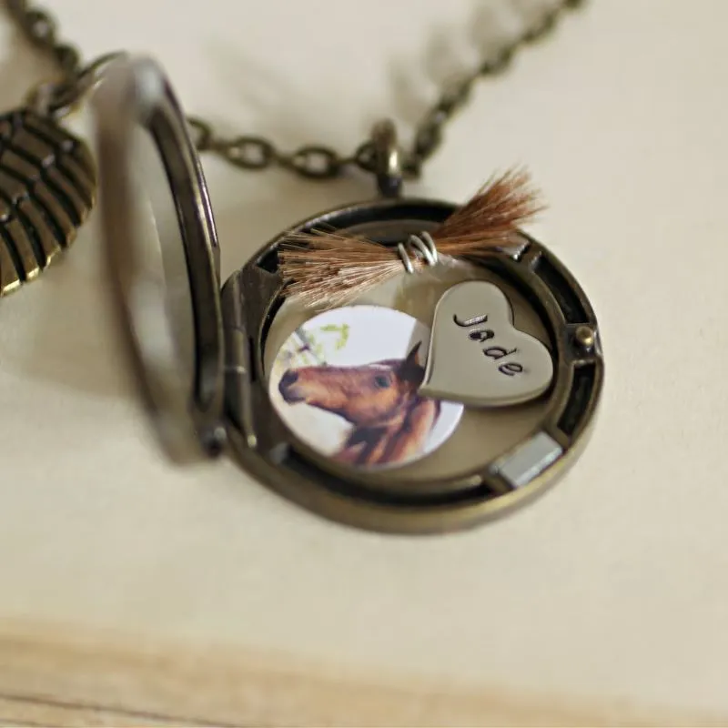 Horse Memorial Necklace 4 Photo Lockets Horse Memorial Necklaces