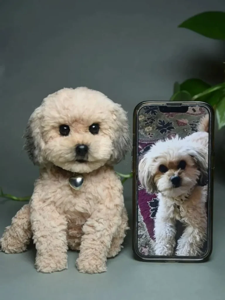 Dog Memorial Stuffed animal 2 Mini Photo-Custom Plush with Curly Texture