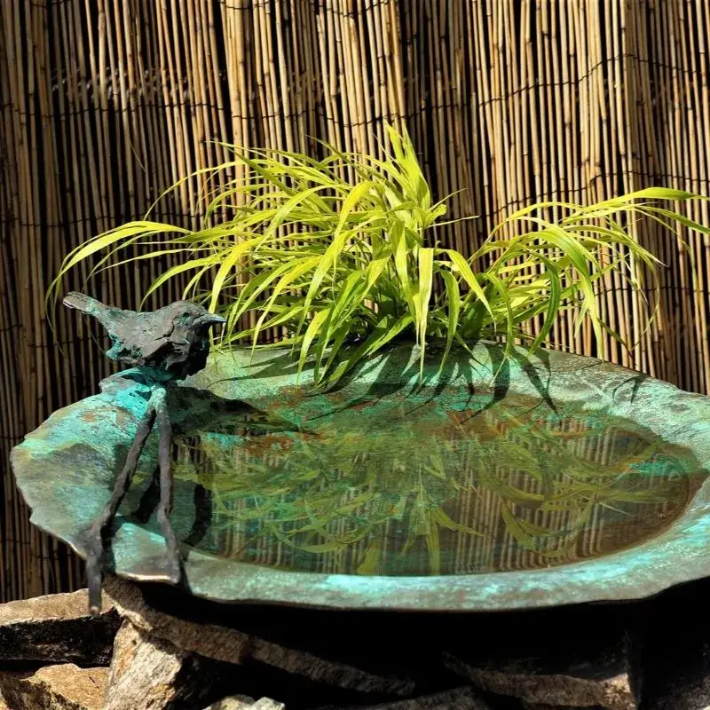 Memorial Bird Baths 2 Antique Verdigris Cast Bird Bath