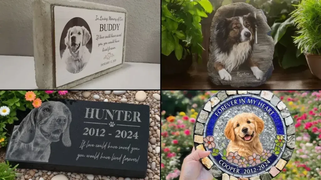 Photo Memorial Stone for Pets 1 Photo Memorial Stones for Pets Personalized Engraved & Printed Tributes